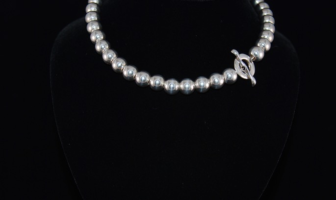 Large Silver Bead Necklace full shot