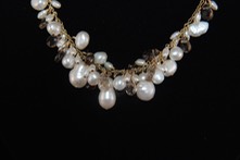 Pearl and Smokey Topaz Necklace closeup